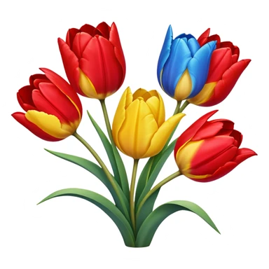 primary color tulips - red, blue, and yellow tulip flowers sticker