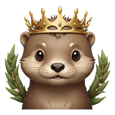 really cute confused otter face in three-quarter profile with simple thorny stem wrapped horizontally around its forehead like Jesus Christ's Crown of thorns, no crown shape on top, just thin spiky branches circling the forehead sticker