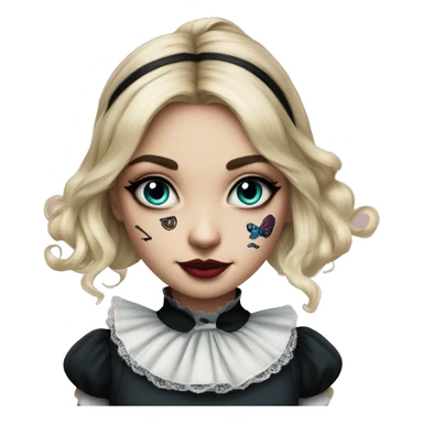 Realism Alice in Wonderland with neck tattoos and dark eye makeup sticker