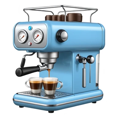 Light blue Espresso machine brewing espresso sticker