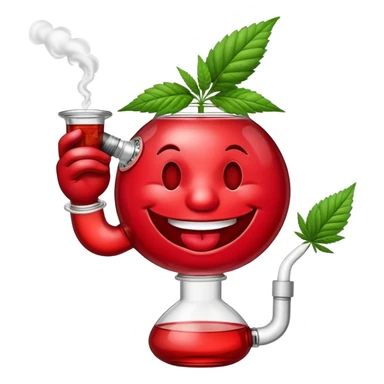 Kool-Aid Man smoking a bong with a cannabis leaf sticker