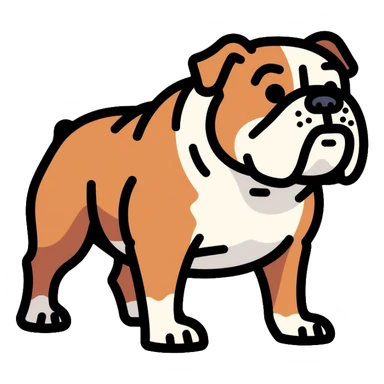 full body bulldog standing, muscular stocky build, short legs sticker