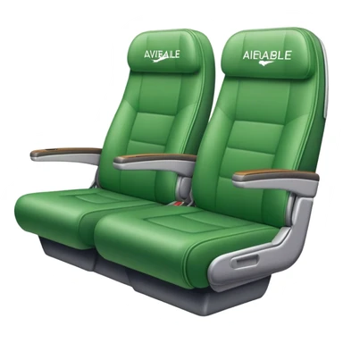 Airplane seat with green available sign sticker
