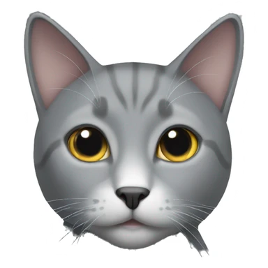 A grey cat with a white spot on its chest sticker