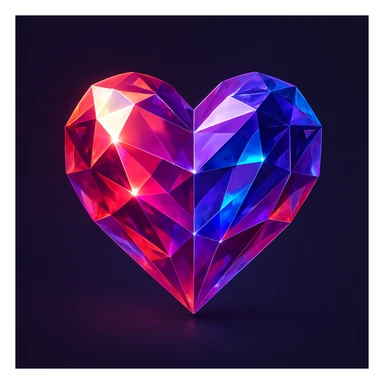heart with a crystal gem effect, digital illustration, clean sticker
