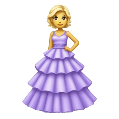 A lavender purple tiered sparkly dress. The layers should be slightly different shades of lavender and should be long  sticker