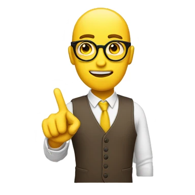 yellow circle nerd emoji with index finger pointing up sticker