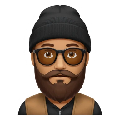 Guy with a really huge beard wearing  sunglasses and a black beanie  sticker