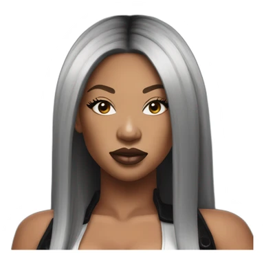 The rapper Megan Thee Stallion with black hair sticker