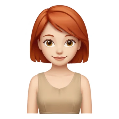 girl-,-short-layer-red-hair wear beige dress sticker