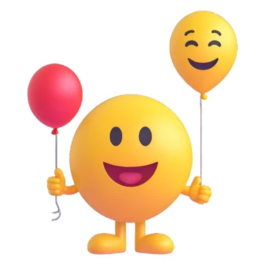 3D smiley emoji, round shape, lucky balloon, lucky face sticker