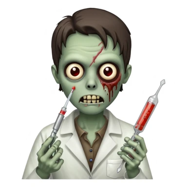 zombie holding a syringe and a spoon sticker