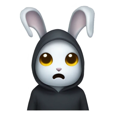 black rabbit disguised like a ghost with ears sticking out sticker
