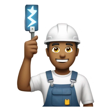 electrician holding high voltage sign sticker