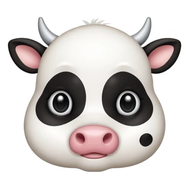 simple kawaii cow face, very simple dot eyes, big pupils sticker