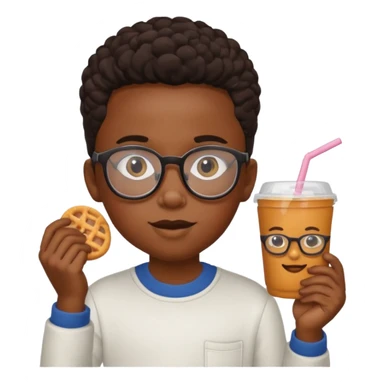 snack holding black kid with glasses on eyes sticker