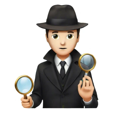 A colorful collage featuring iconic detective elements—magnifying glass, a fedora hat, a cigarette, a shadowy figure, and a mysterious city backdrop, a board with photos of suspects. Include subtle clues like fingerprints or a crime scene. Retro movie poster style. Transparent background. sticker