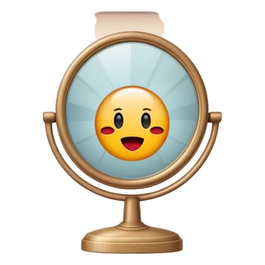 Minimalist emoji-style sticker of a vanity mirror with dim bulbs and cracked glass, words “Am I real yet?” smeared in dusty lipstick tone


 sticker