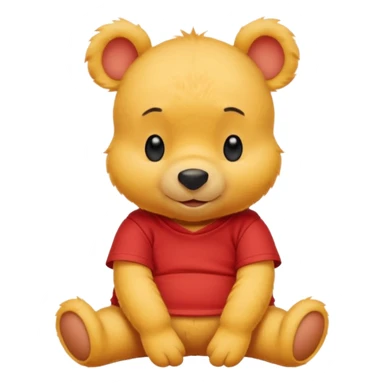 a cute sitting whinne the pooh in a red t shirt sticker