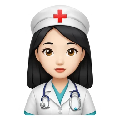 Asian girl with long black hair nurse sticker