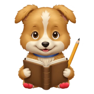 funny full dog with diary and pen sticker