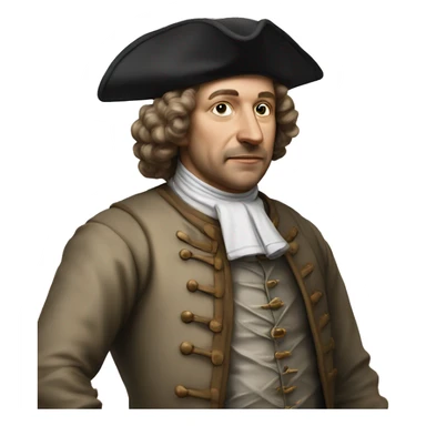 Photorealistic 17th century engineer with drawings sticker