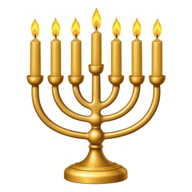 Gold Menorah with four candles on each side sticker