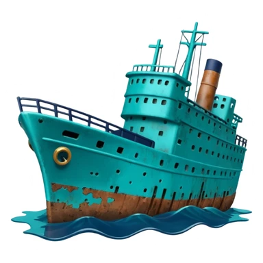 sinking ship in figma colours half underwater sticker