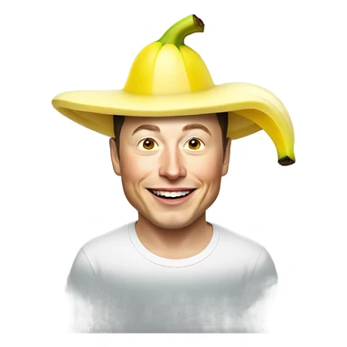 Elon musk with a banana hat sticker