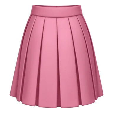 A 3D cartoon rose-pink pleated skirt with soft folds, smooth texture, isolated on plain background, Memoji-style. sticker