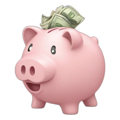 Piggy bank overflowing from being full of euro bills sticker