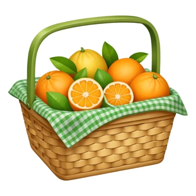 
A small picnic basket holding citrus fruits and a tiny cloth napkin.








































 sticker