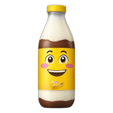 a bottle of milk chocolate with a yellow bottle label sticker