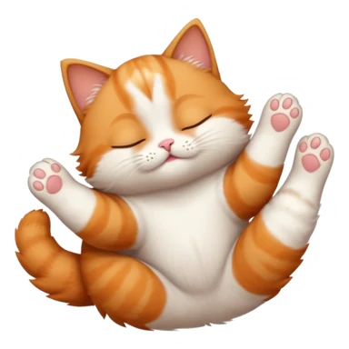 ginger and white small cat in funny positions upside down with eyes closed sticker