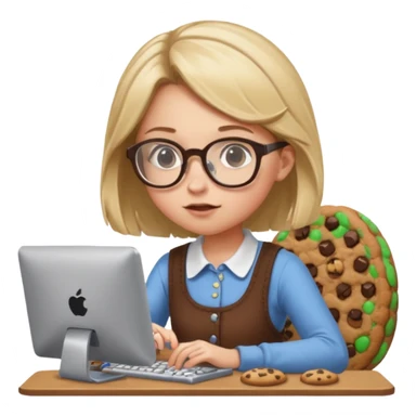 cookie clicker addict girl at computer sticker
