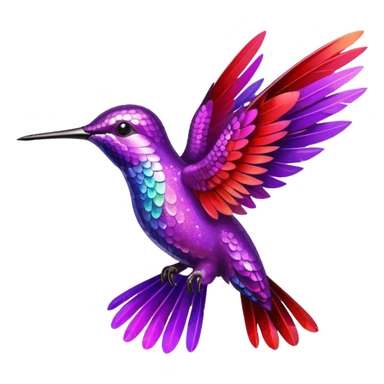 hummingbird with red and purple with glitter sticker
