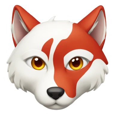 Kitsune head, red and white, sad face sticker