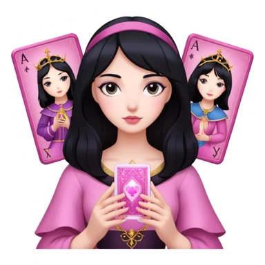 black hair girl with pink pink tarot cards sticker