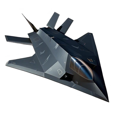 F-117 Nighthawk - Lockheed Martin (Stealth Grey) A futuristic stealth attack aircraft with a distinct faceted, angular design in a stealthy matte grey. Its sharp, jagged edges and unconventional, almost alien-like shape make it look like a shadow cutting through the night sky. The surface should appear non-reflective with subtle panel lines. sticker