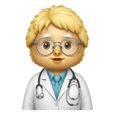 chick animal with glasses, wearing doctor uniform sticker