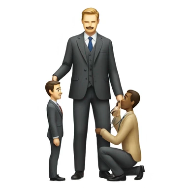 a tailor measuring a man for a suit sticker