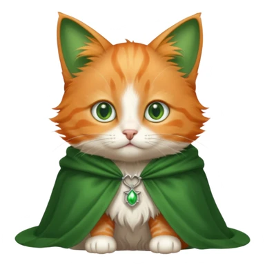 baby orange cat green eyes, in magic silver cloak sticker