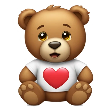 Teddy bear wearing a tshirt saying i love you sticker