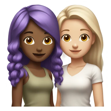 White tan girl with purple hair with a white girl with purple hair as besties sticker