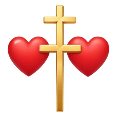 Two red  hearts connected by a simple gold cross  sticker