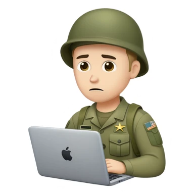 Army dude with sad laptop  sticker