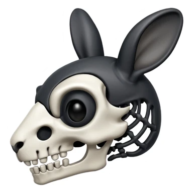Tête de lapin squelette noire de profil avec des G à la place des yeux  sticker