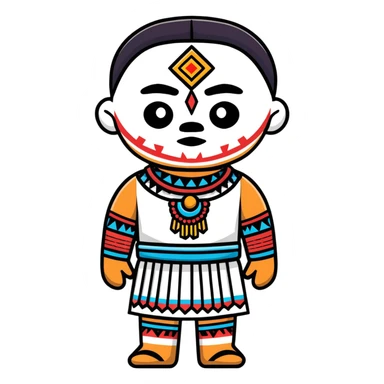 Toltec person with face paint and traditional attire sticker