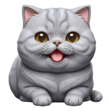 Cinematic Cute Chubby Grey Scottish Fold Cat Portrait Emoji, Adorable folded ears framing its round face, head tilted playfully and yawning, round and plump body with sleek soft grey fur and subtle blue undertones, Simplified yet adorable features, highly detailed, glowing with a warm, friendly glow, high shine, curious yet calm, stylized with a touch of whimsy, bright and endearing, soft glowing outline, capturing the essence of a mischievous yet loving and lazy kitty with those signature folded ears, so cute it feels like it could stretch out of the screen and cuddle! sticker