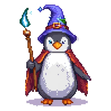penguin wizard casting a spell sticker
